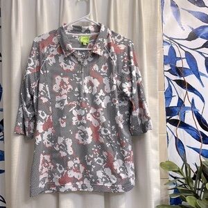 NWOT Emerald 78 Red Black & White Polyester & Spandex Golf Athletic Top Size L